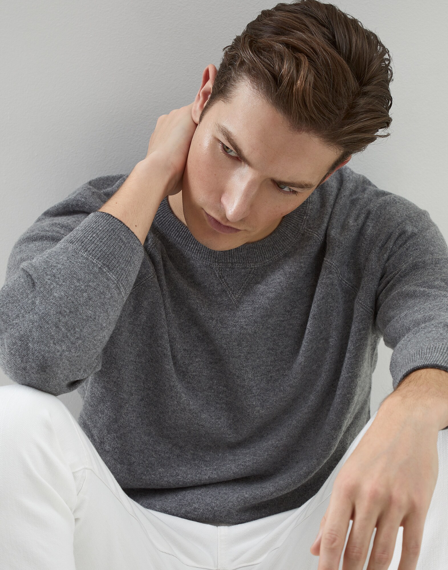 Sweatshirt-style sweater Dark Grey Man - Brunello Cucinelli