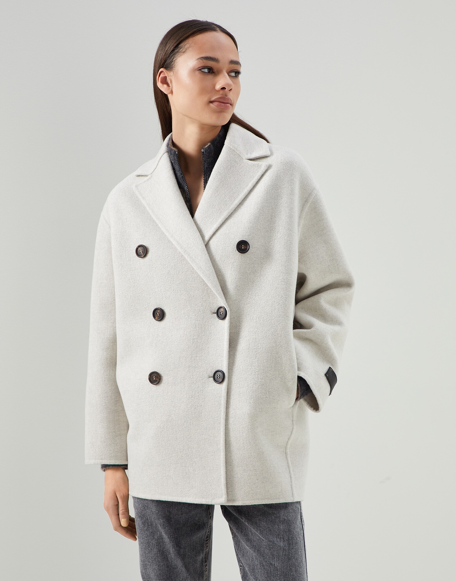 Outerwear lavorazione double Grigio Chiaro Donna - Brunello Cucinelli
