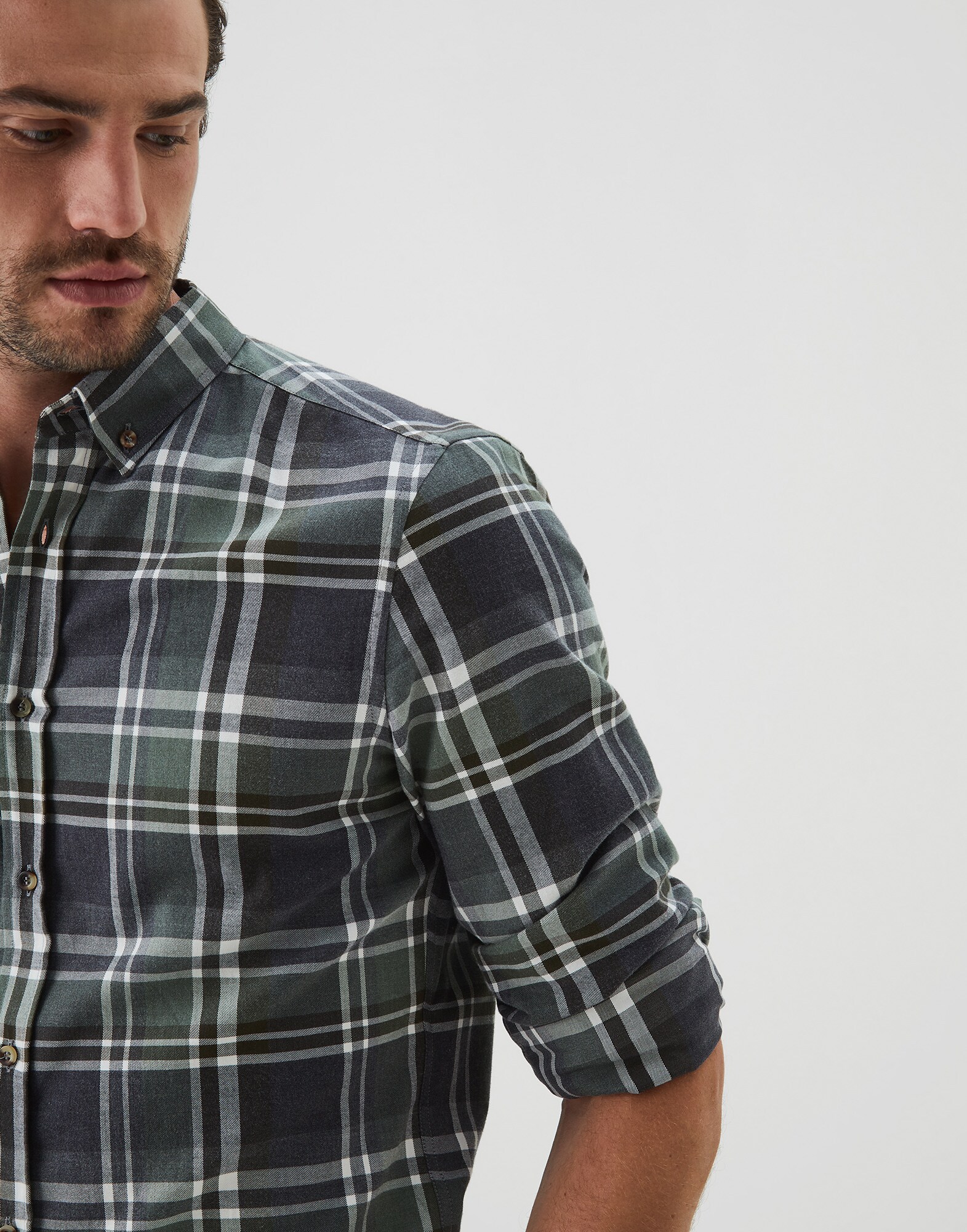 Button Down Shirt Olive Man 3 - Brunello Cucinelli
