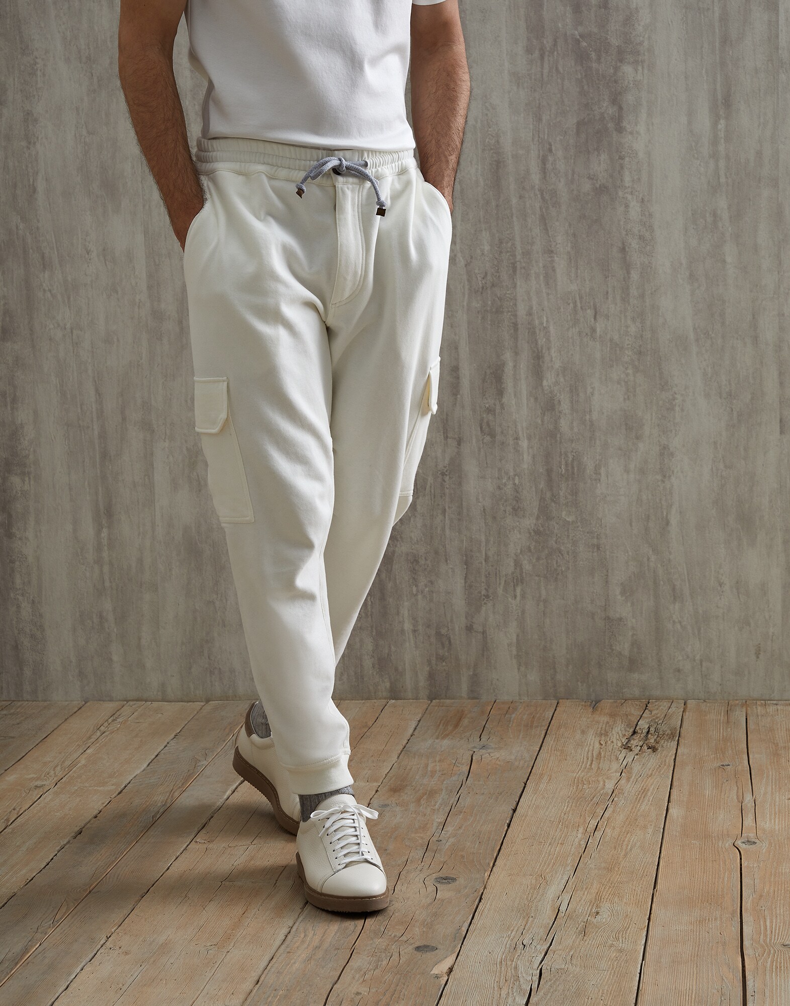 Pantalon en molleton Blanc Cassé Homme - Brunello Cucinelli