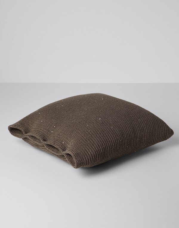 Large knit cushion Brown Lifestyle - Brunello Cucinelli