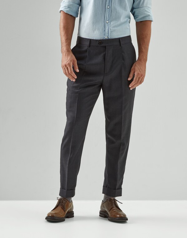 Prince of Wales trousers Anthracite Man - Brunello Cucinelli 