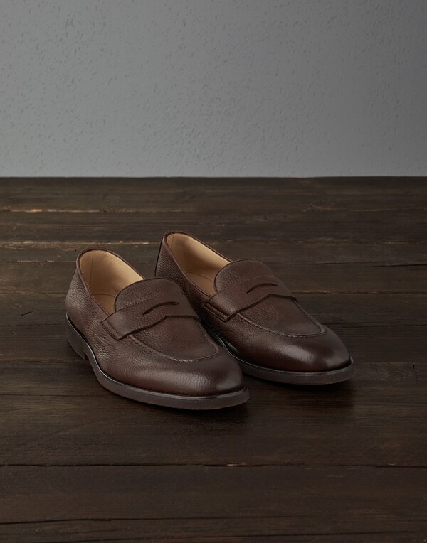 Penny loafers with natural rubber sole Tobacco Man - Brunello Cucinelli 