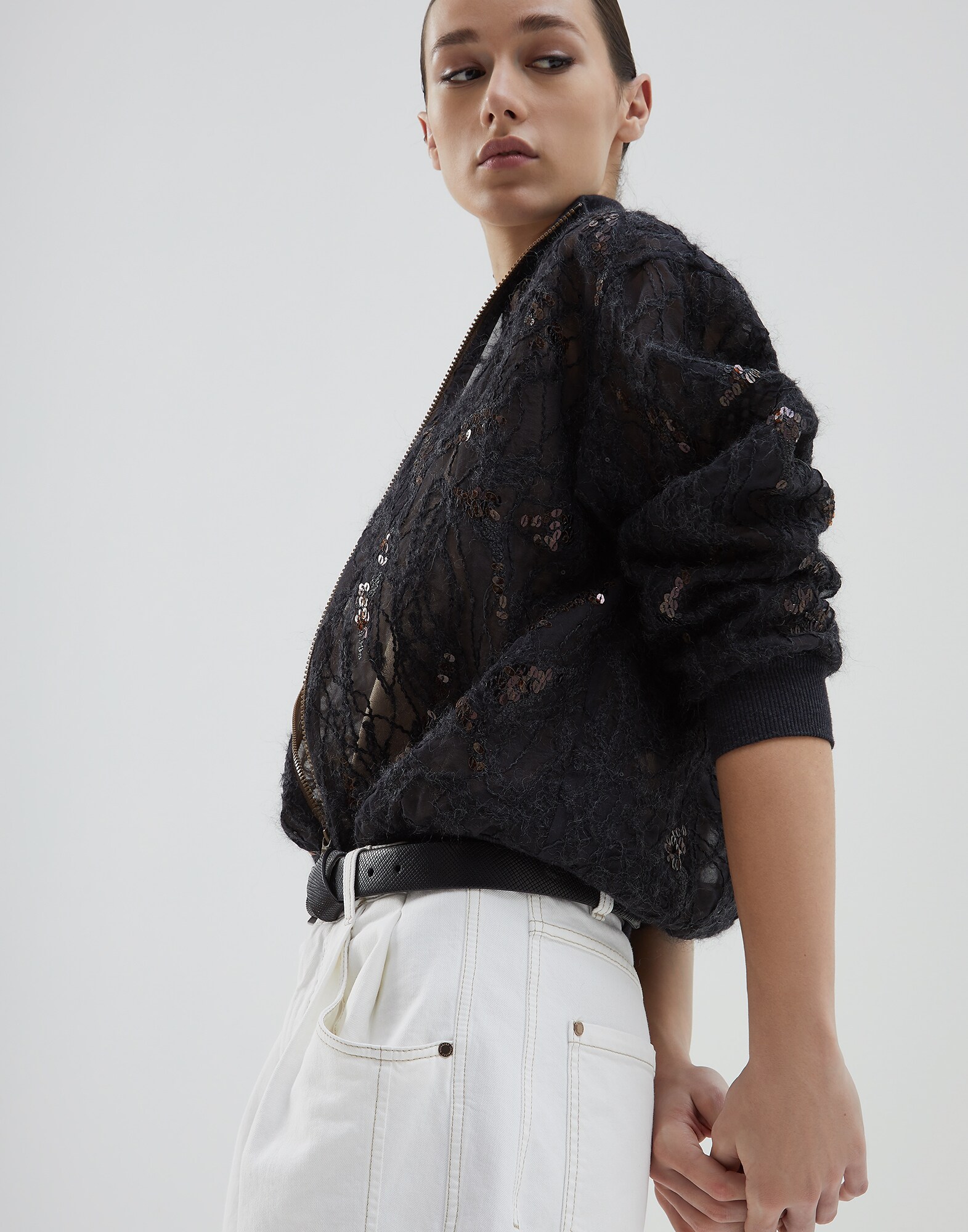 Bomber Jacket Anthracite Woman 4 - Brunello Cucinelli