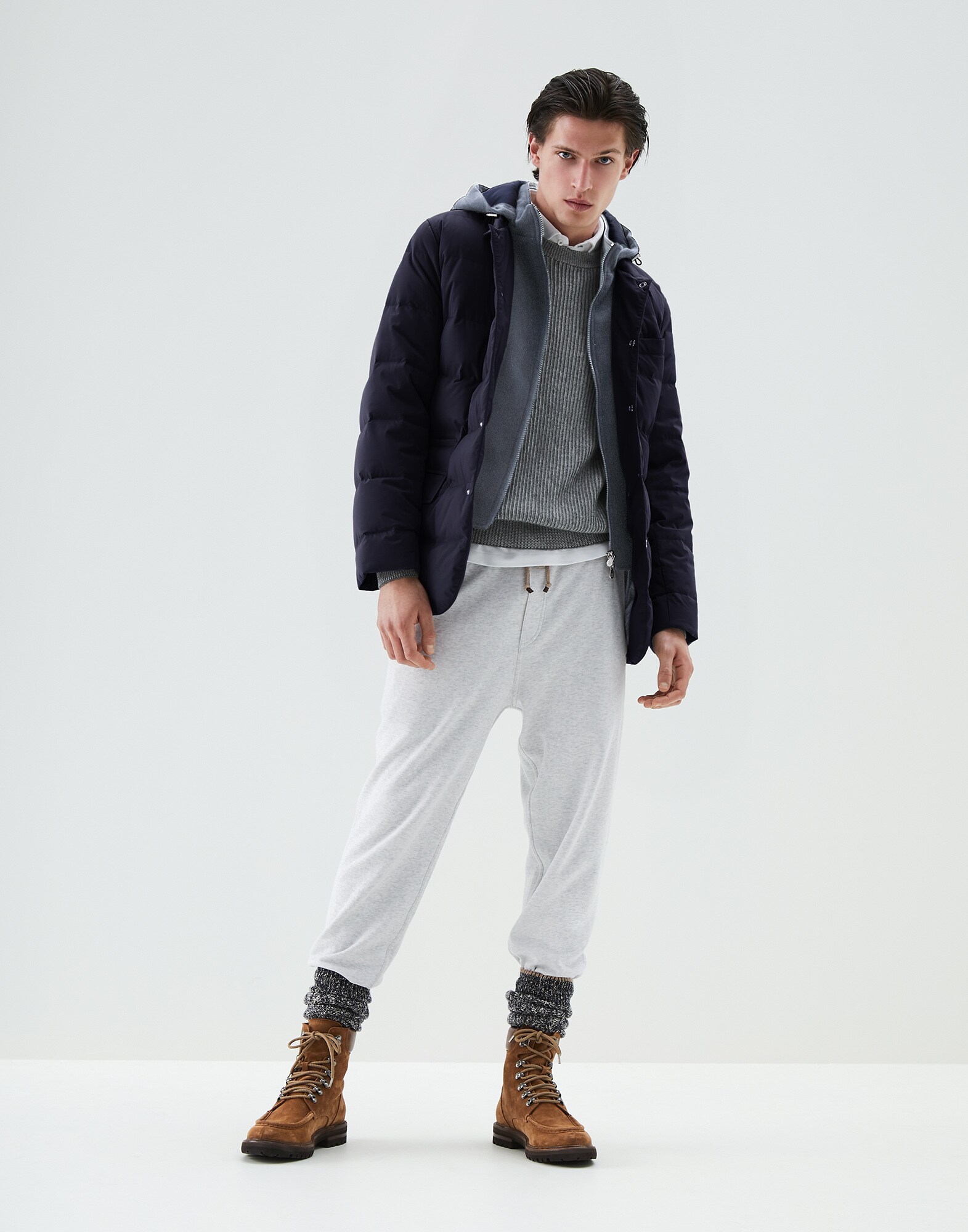 Crewneck Sweater Dark Grey Man 3 - Brunello Cucinelli