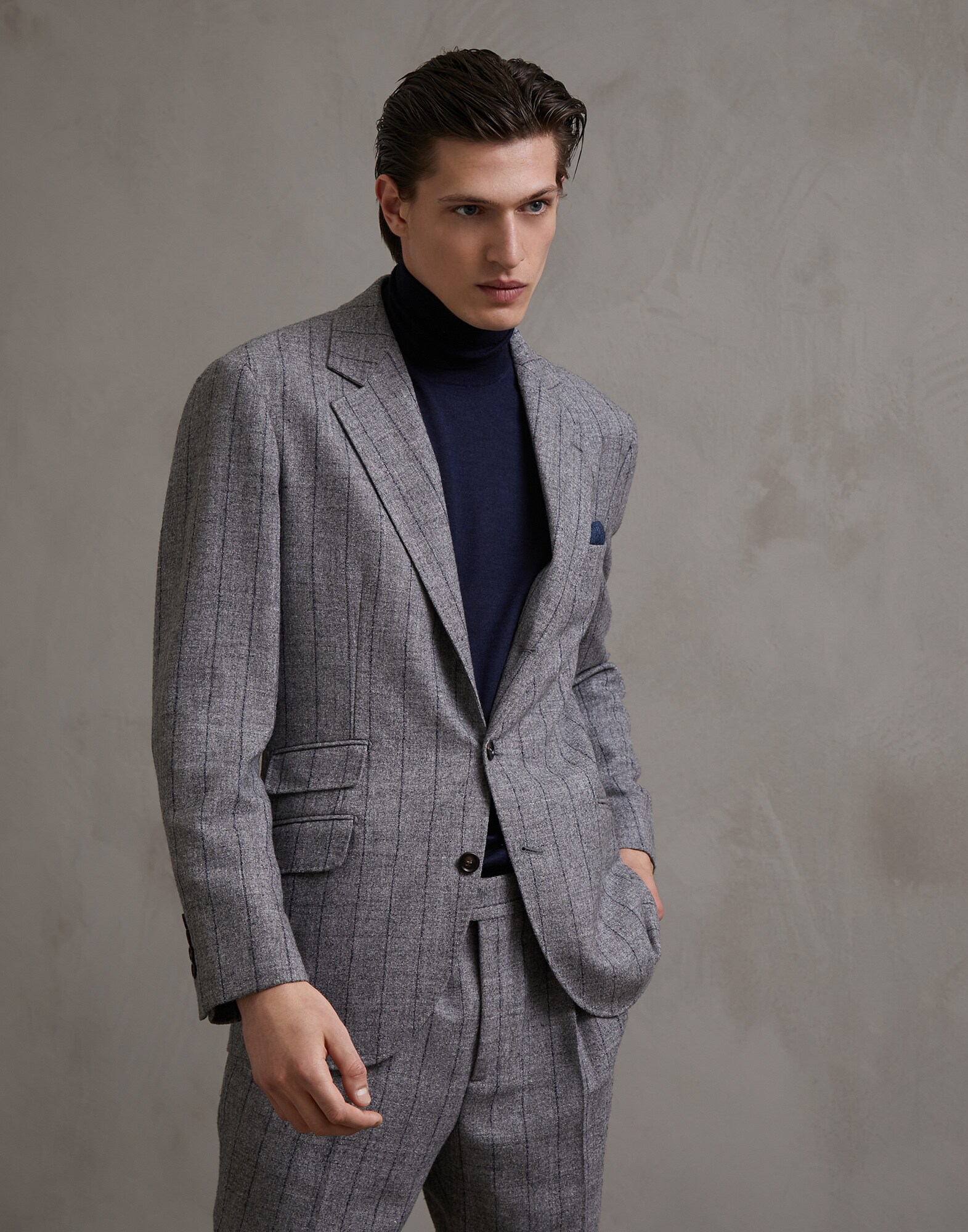 Single Breasted Blazer Medium Grey Man 0 - Brunello Cucinelli