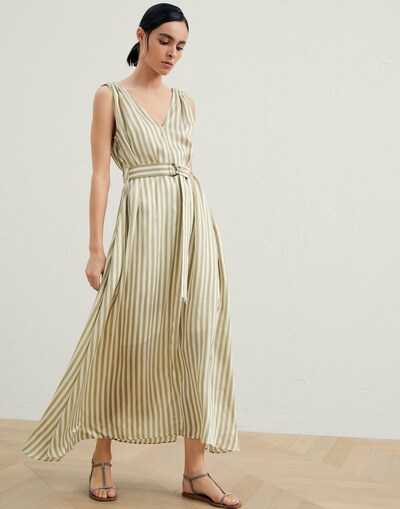 Striped dress Olive Woman -
                        Brunello Cucinelli
                    