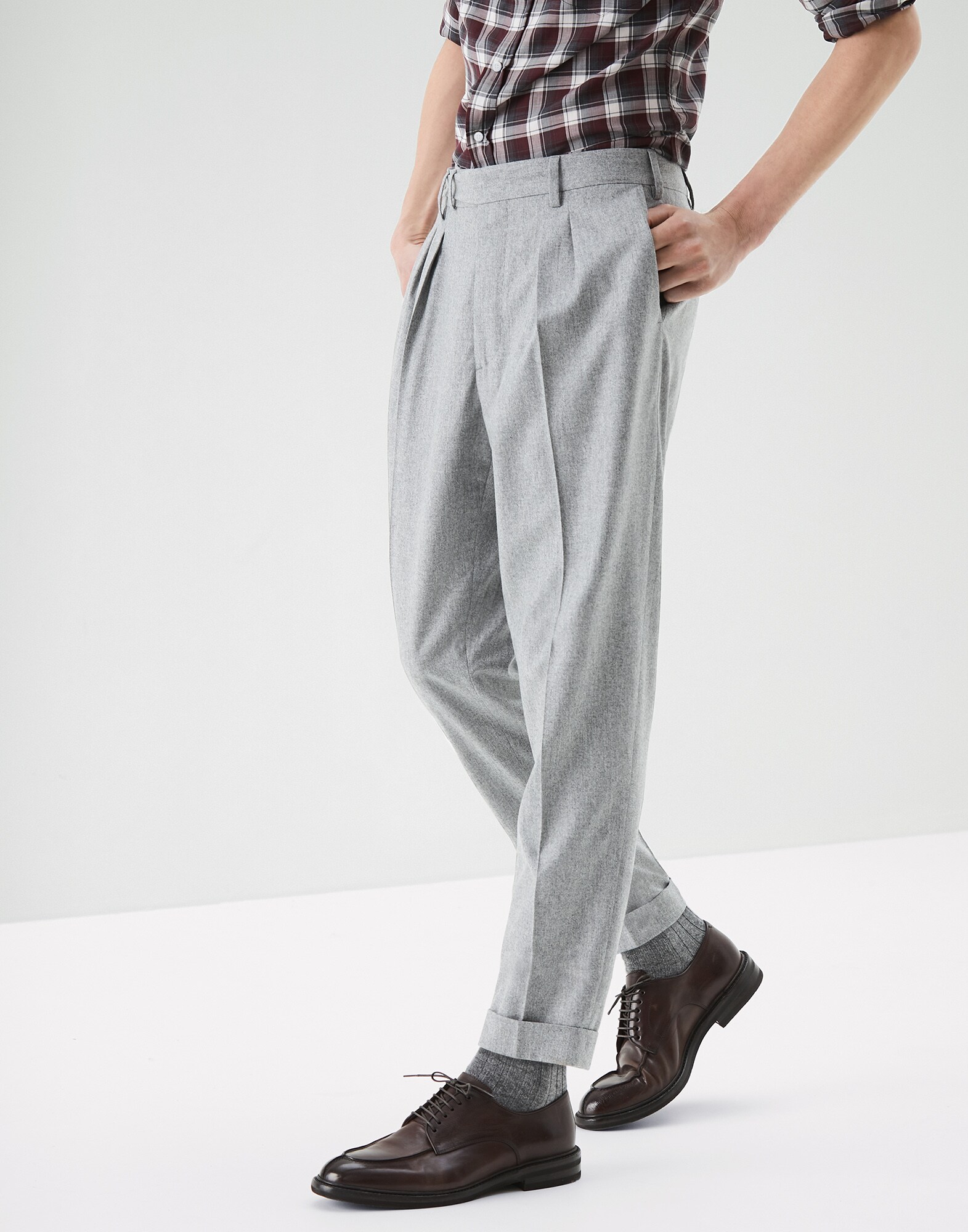 Trousers Light Grey Man 0 - Brunello Cucinelli