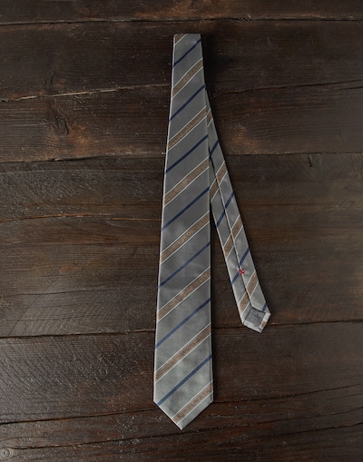 Silk textured stripe tie Grey Man -
                        Brunello Cucinelli
                    