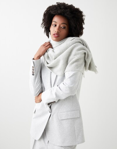 Cashmere and silk scarf Pearl Grey Woman - Brunello Cucinelli 