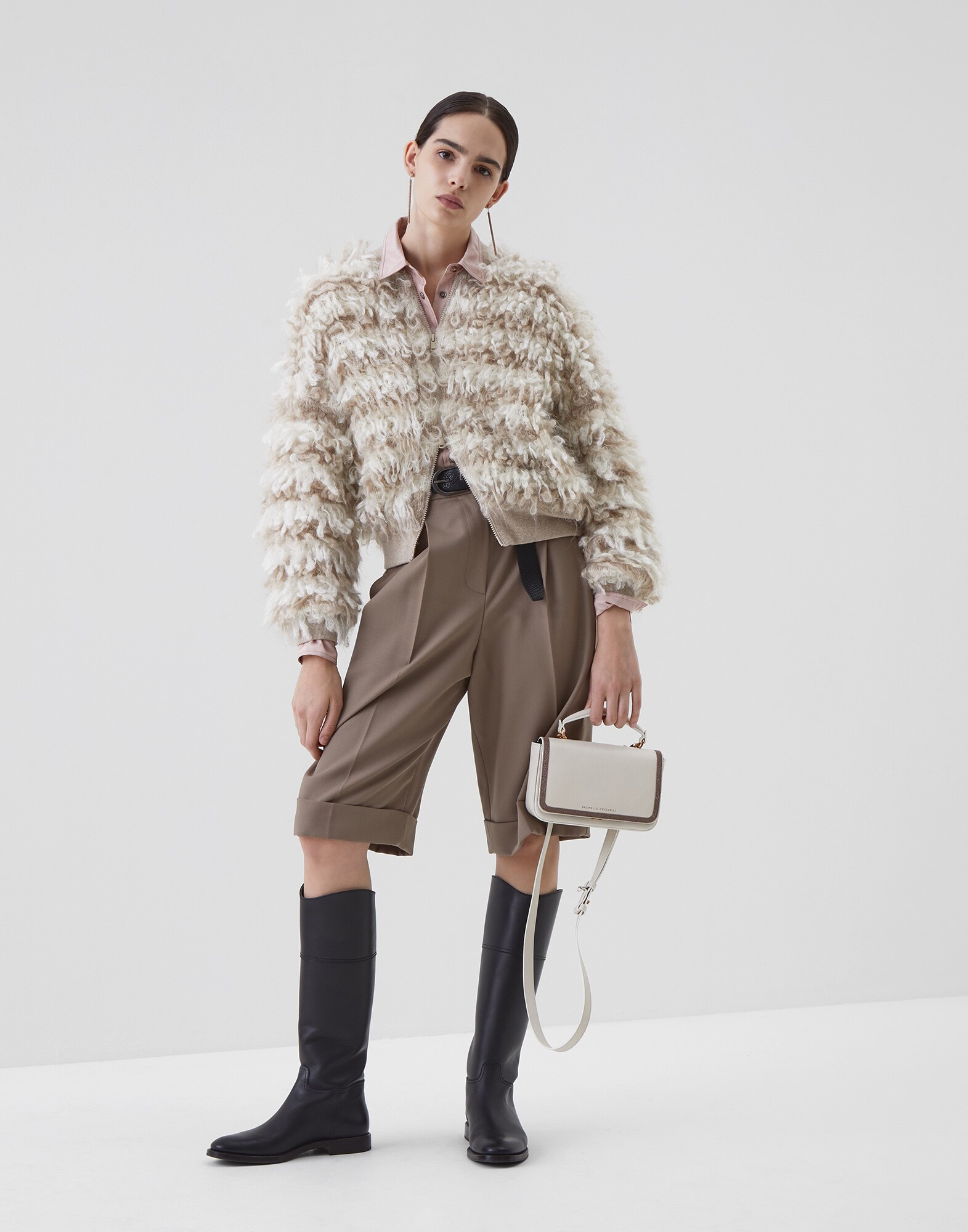 Seidenhemd Puder Damen 4 - Brunello Cucinelli