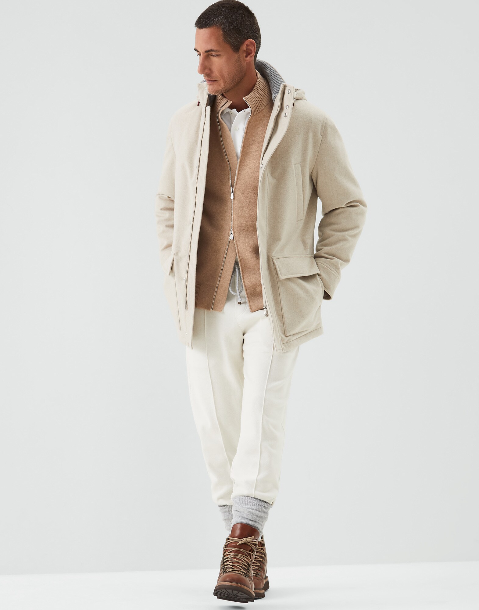 Zip-front Cardigan Biscuit Man 4 - Brunello Cucinelli