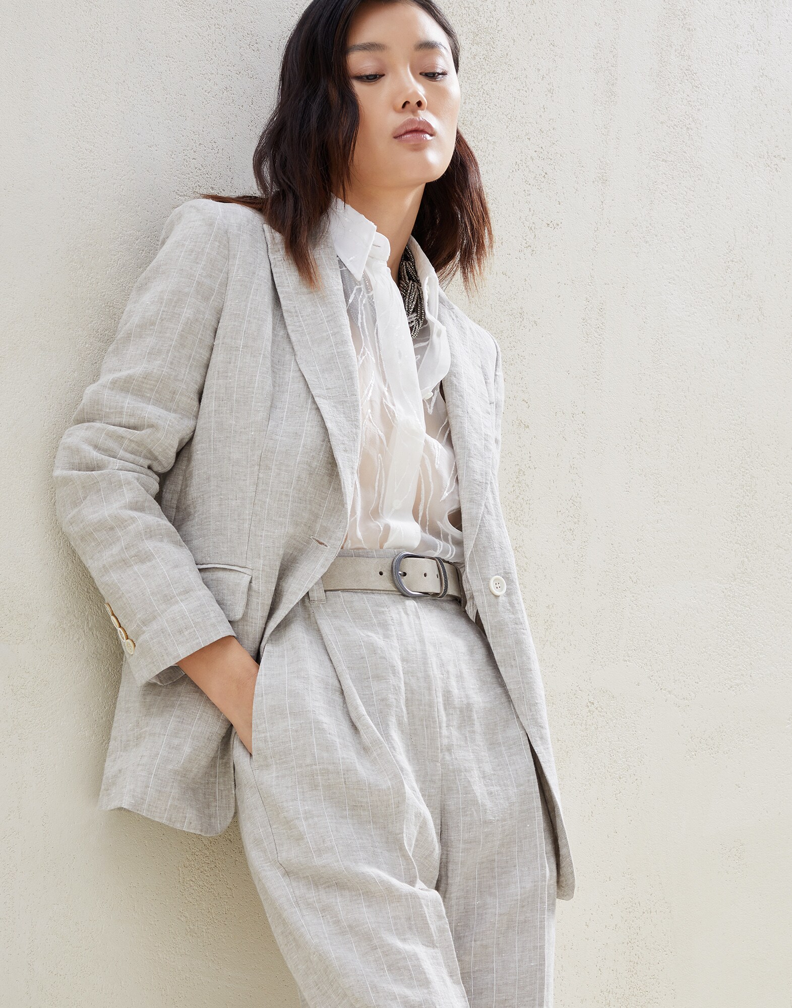 Chaqueta de lino Cuerda Mujer - Brunello Cucinelli