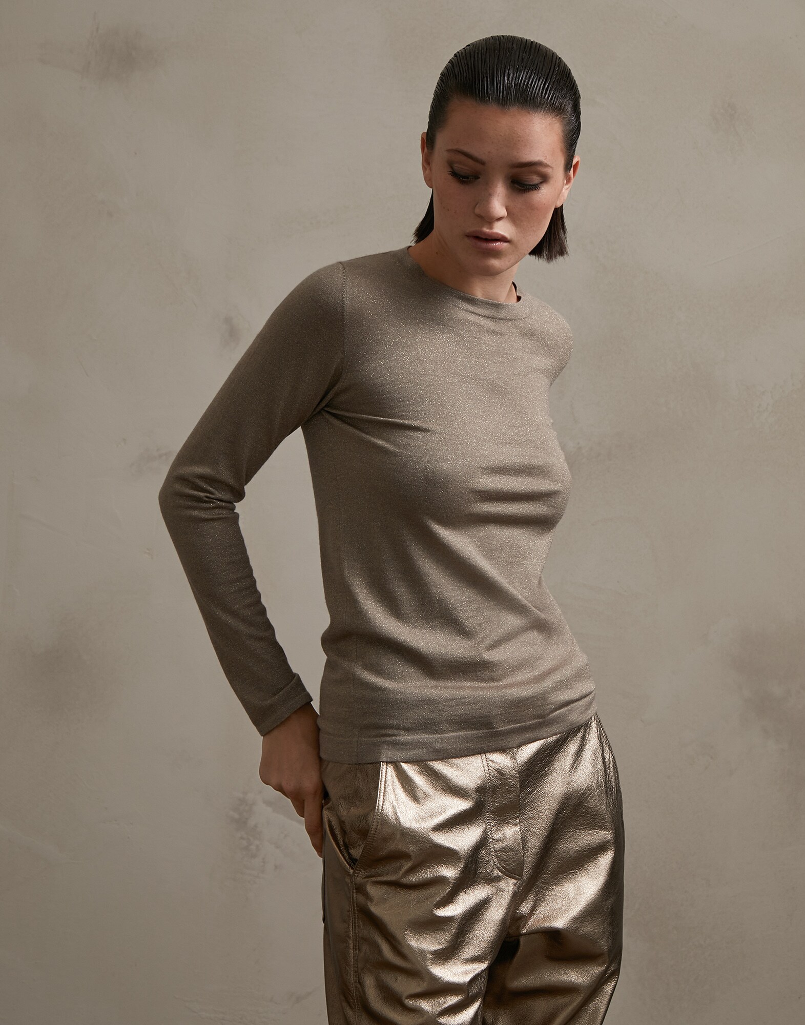 Pull Ras-de-cou Marron Femme 1 - Brunello Cucinelli