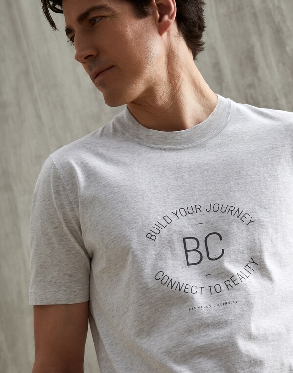 Crew-neck T-shirt Pearl Grey Man - Brunello Cucinelli 