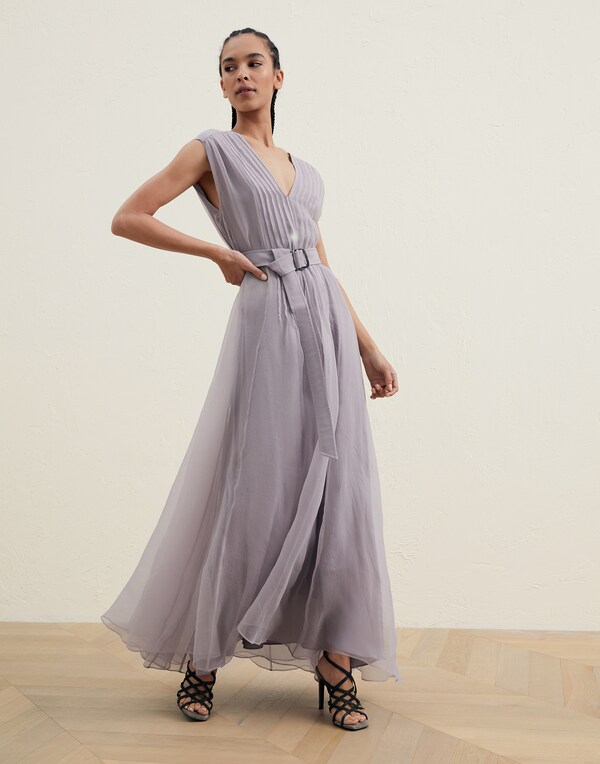 Kleid aus Seide Lavendel Damen - Brunello Cucinelli