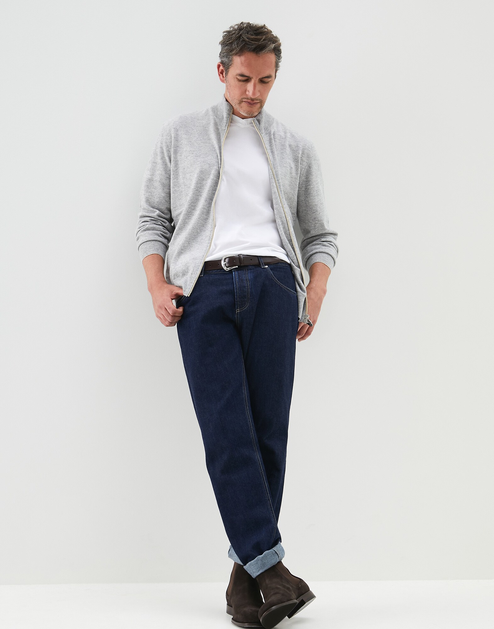 Zip-front Cardigan Pebble Man 3 - Brunello Cucinelli