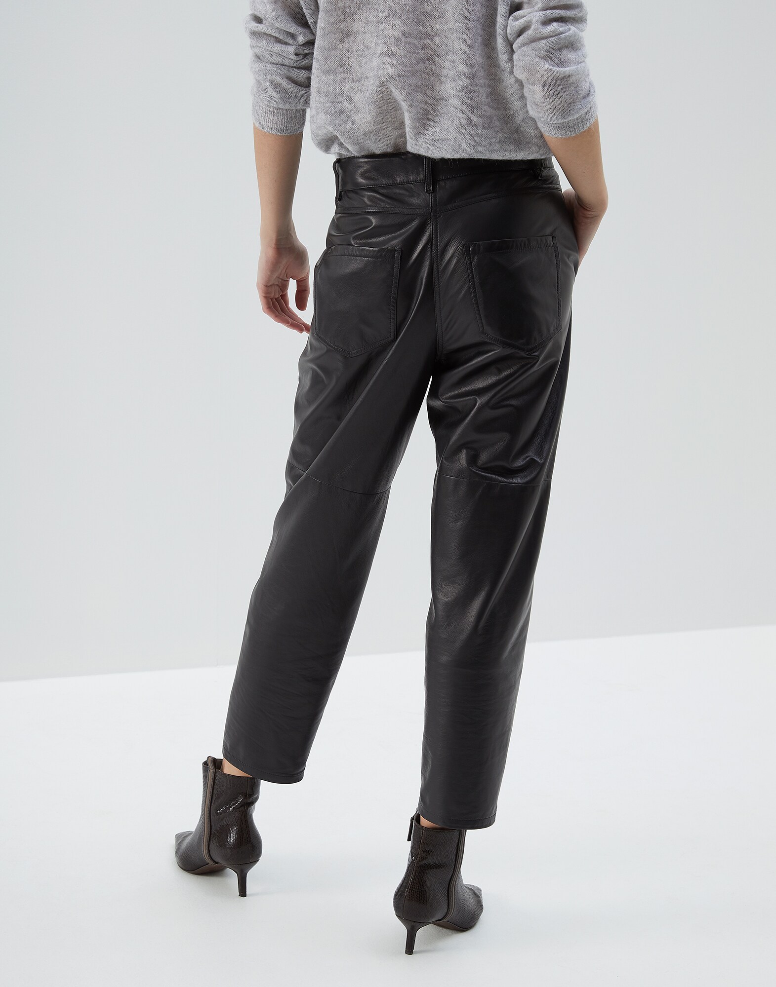 Pantalons en Cuir Noir Femme 1 - Brunello Cucinelli