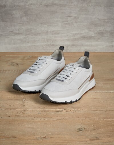 Chaussures de running en daim et veau Blanc Homme - Brunello Cucinelli 