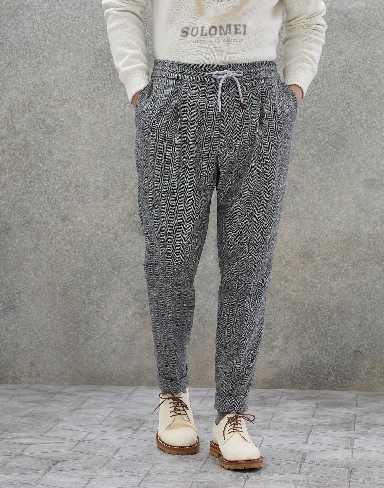 Chevron trousers (232ME258E1740) for Man | Brunello Cucinelli
