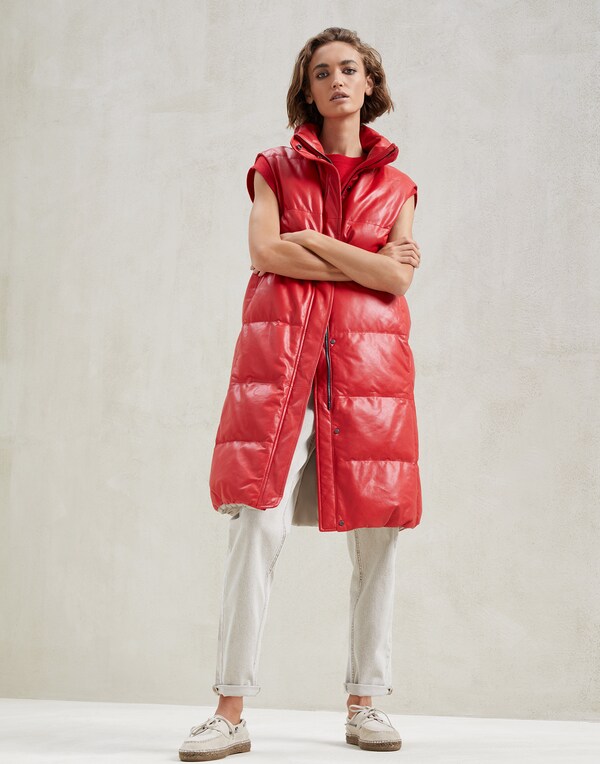 Nappa leather down vest Red Woman - Brunello Cucinelli 