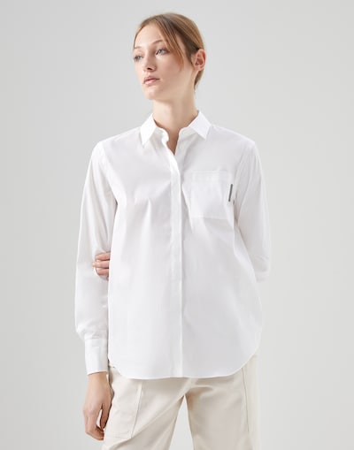 Stretch poplin shirt White Woman - Brunello Cucinelli 