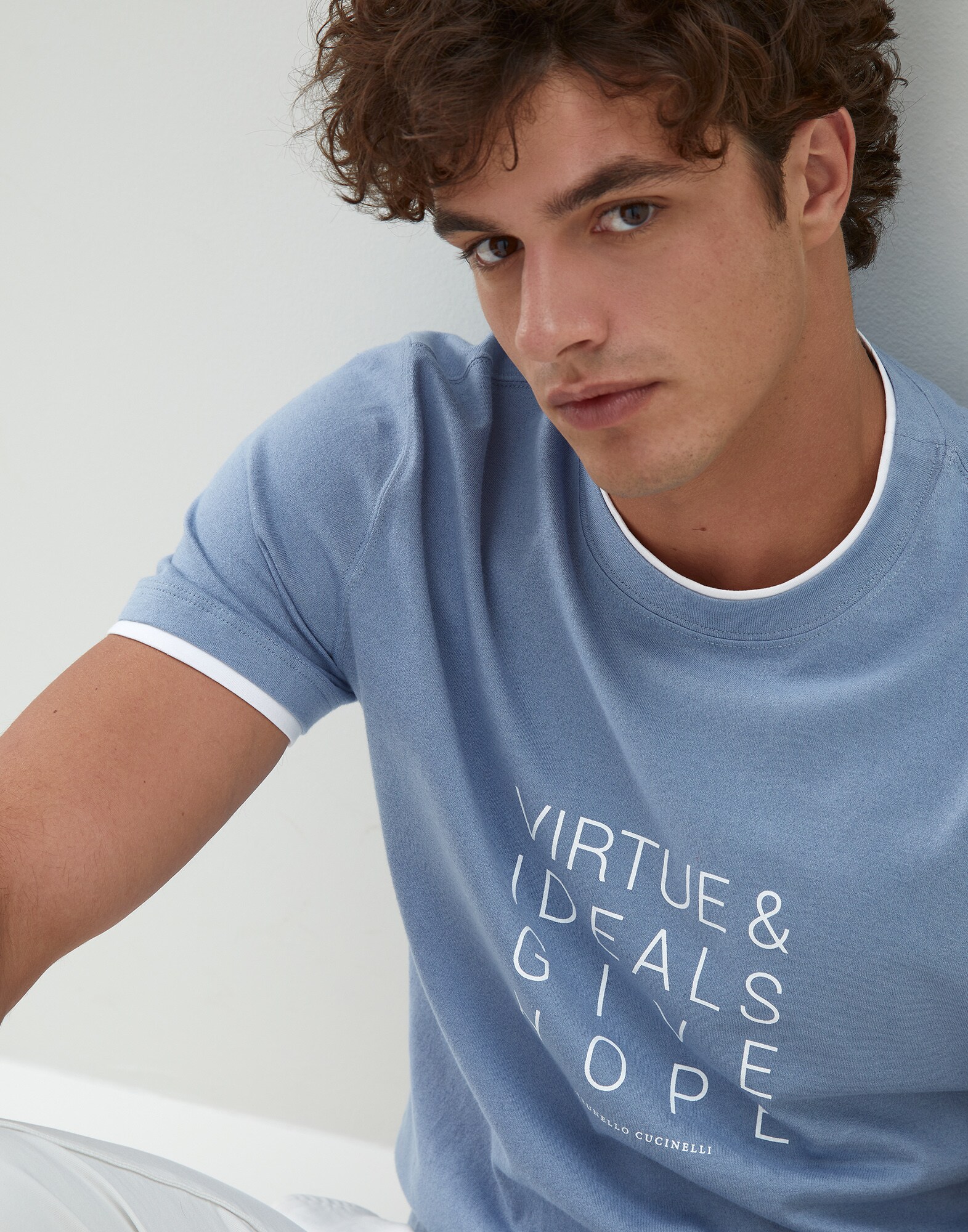 Tee-shirt coupe basique Denim Homme - Brunello Cucinelli