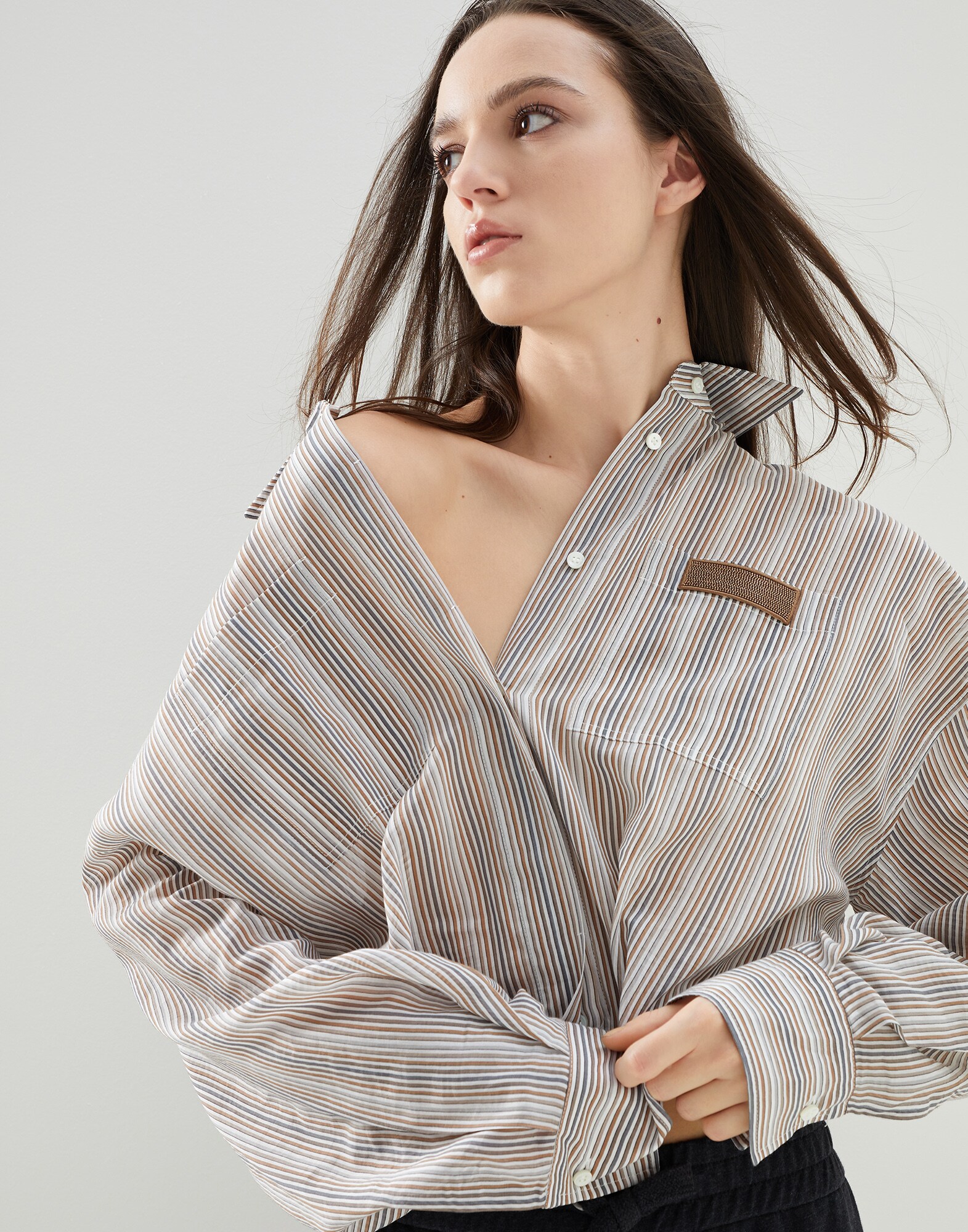 Poplin shirt Tobacco Woman - Brunello Cucinelli