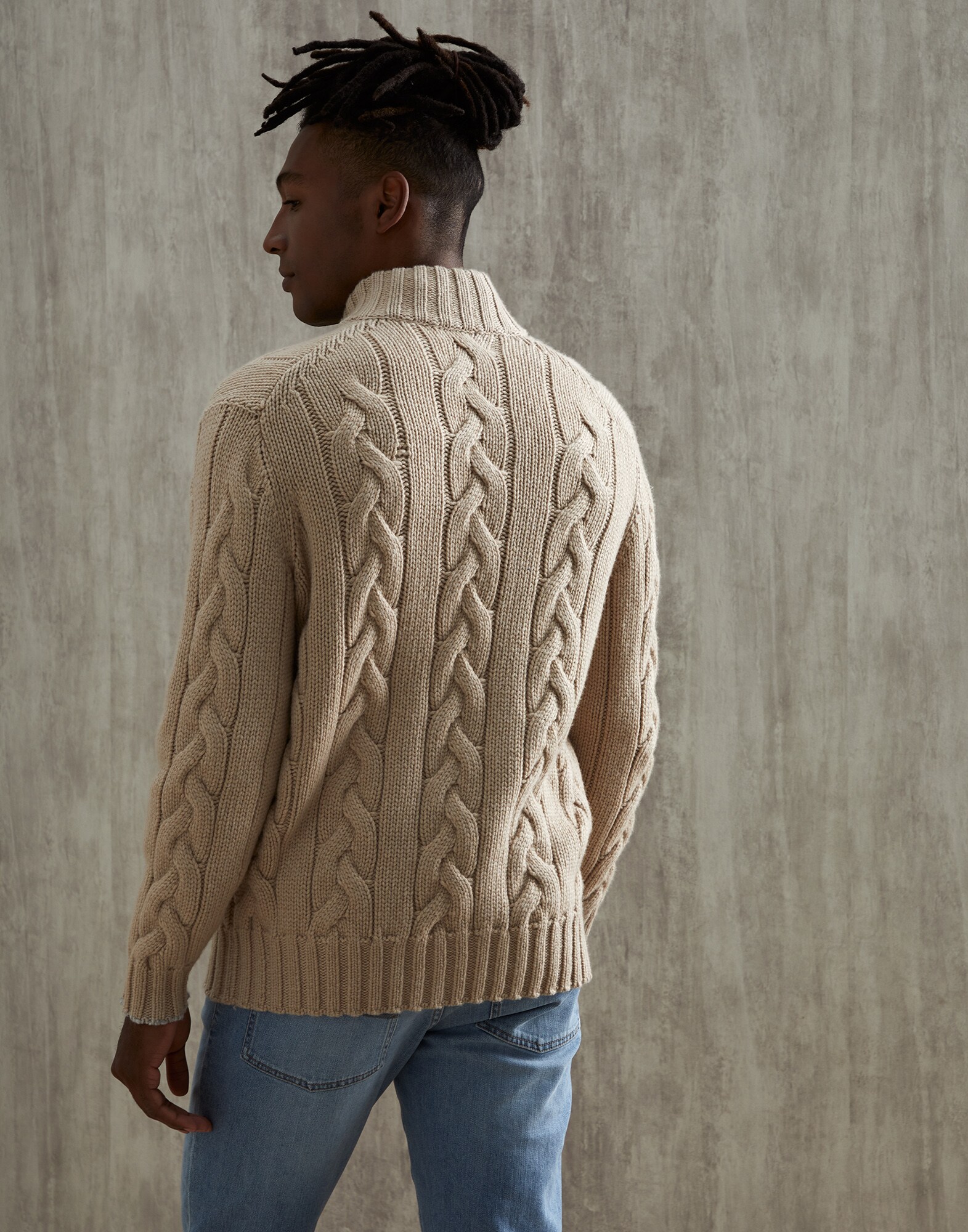 oatmeal cable knit cardigan