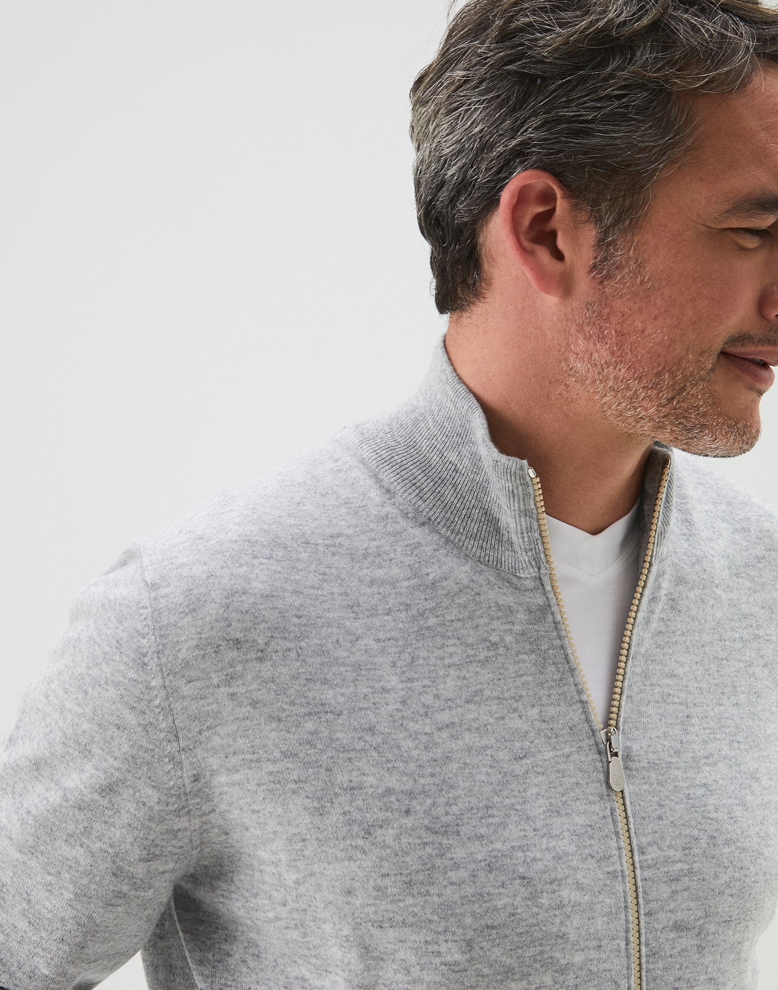 Zip-front Cardigan Pebble Man 0 - Brunello Cucinelli