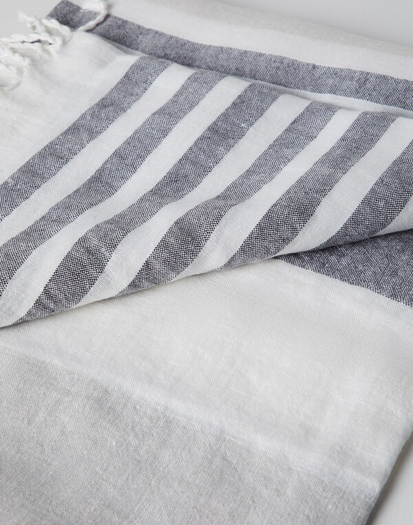 Linen towel with stripes White Lifestyle - Brunello Cucinelli 