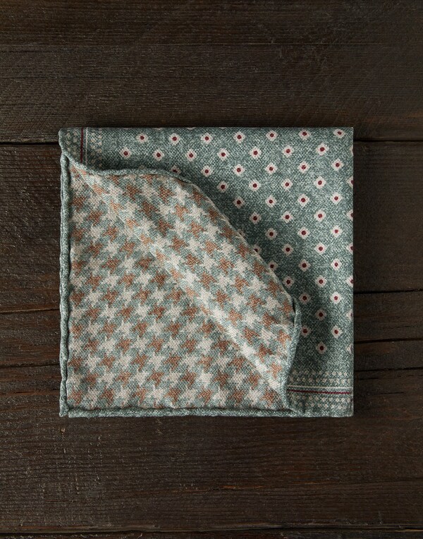 Pañuelo de bolsillo reversible de seda Verde Hombre - Brunello Cucinelli 