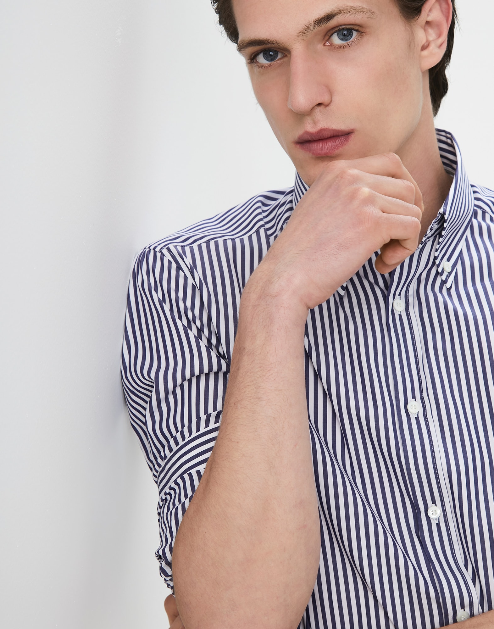 slim fit striped poplin shirt