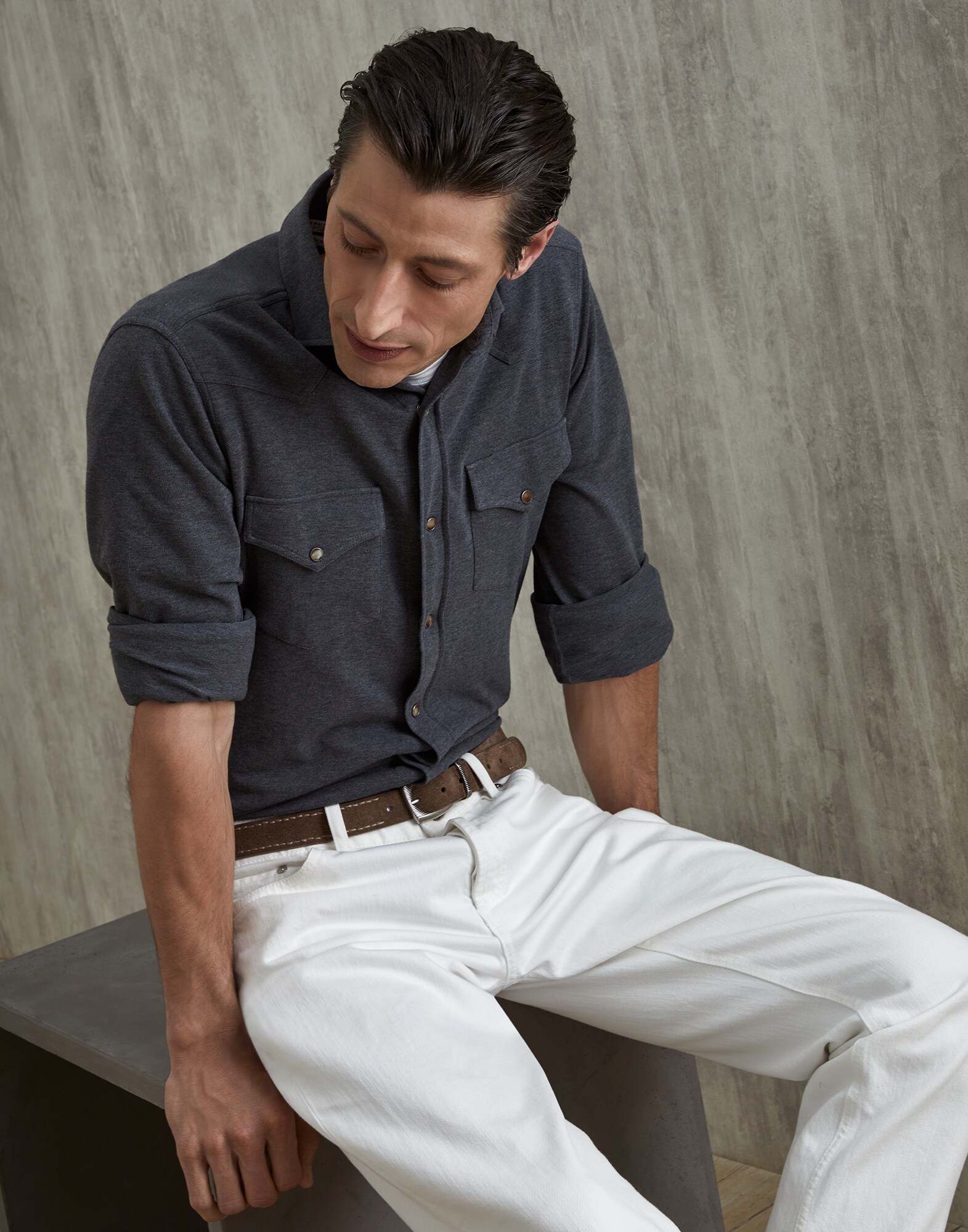 Chemise western Plomb Homme - Brunello Cucinelli