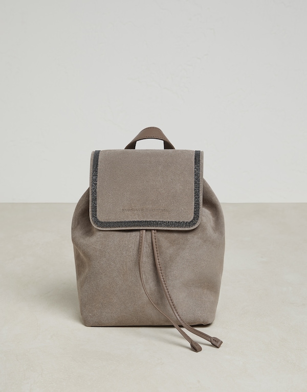 Suede backpack Mud Woman - Brunello Cucinelli 