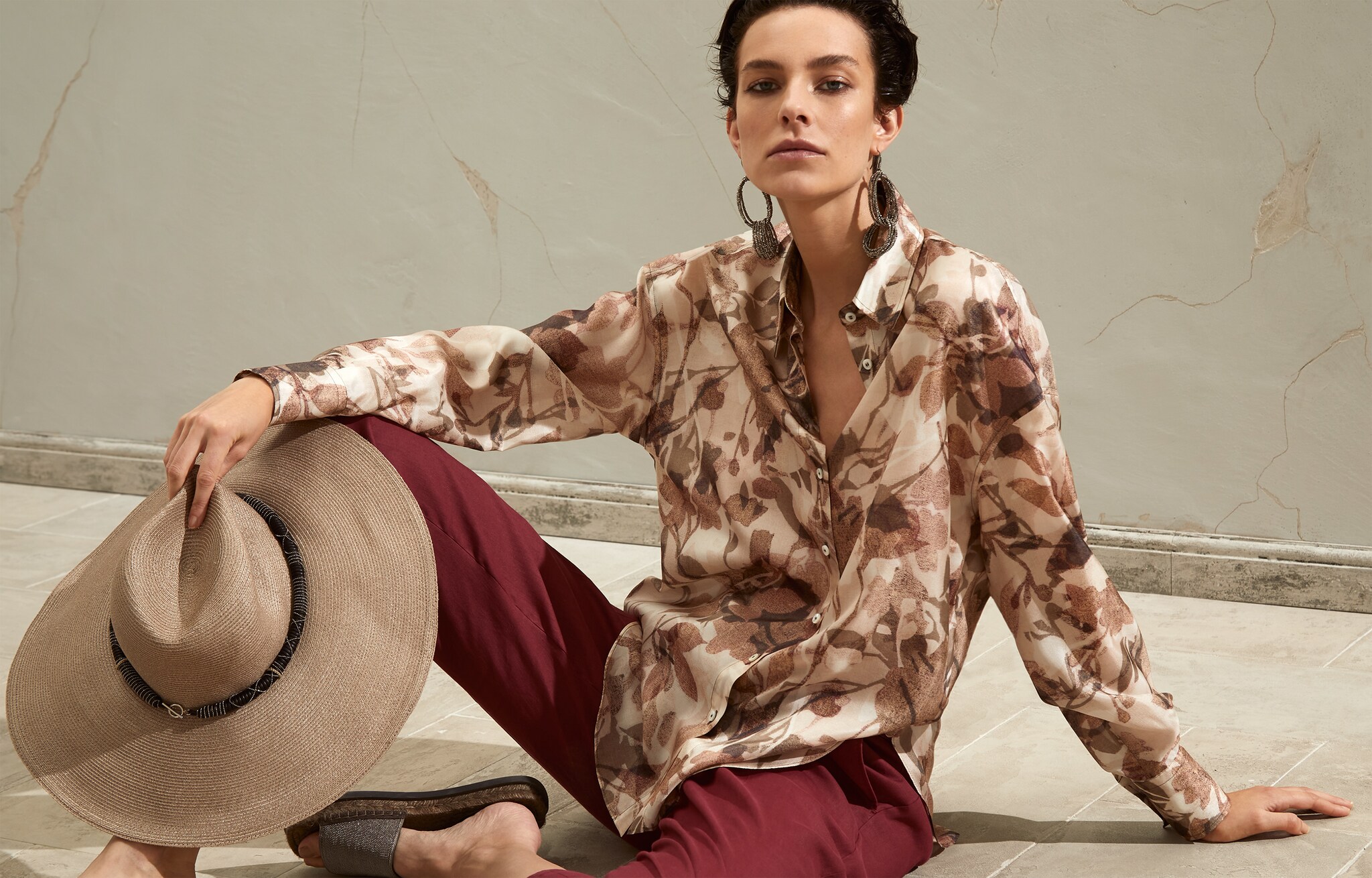 Chemise en soie Beige Femme - Brunello Cucinelli