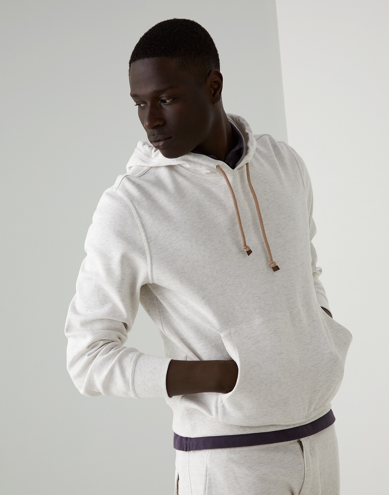 Sweatshirt with hood Travertine Man - Brunello Cucinelli
