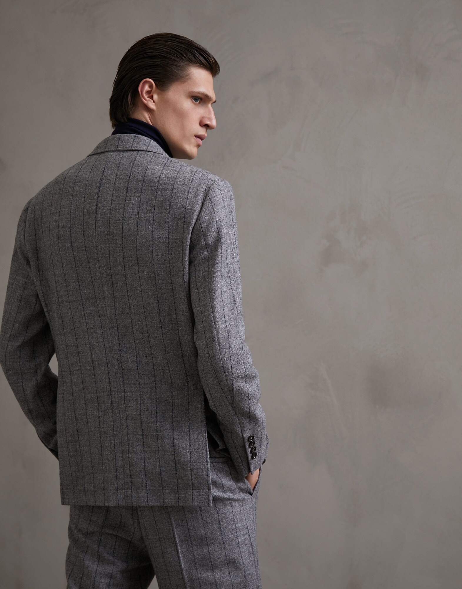 Single Breasted Blazer Medium Grey Man 1 - Brunello Cucinelli