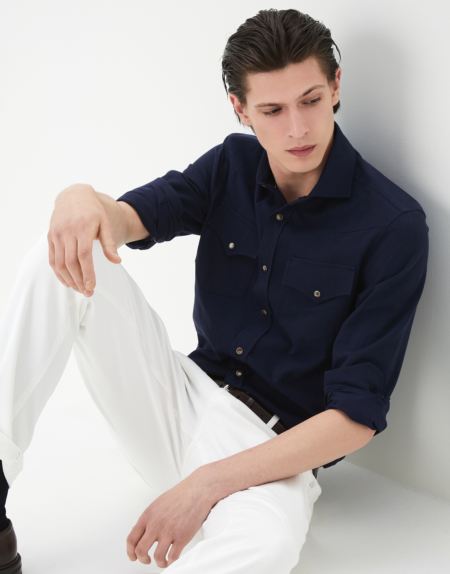 Casual Shirt Blue Man 0 - Brunello Cucinelli