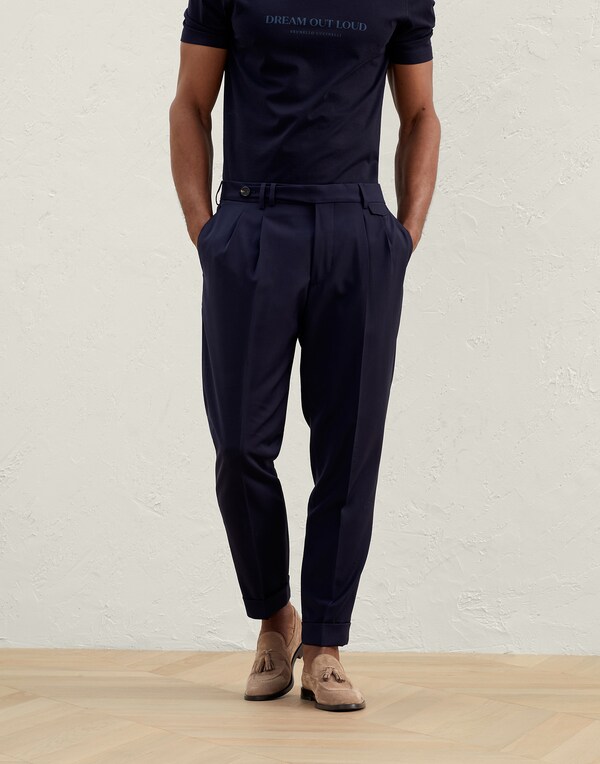 Pantalón con pinzas dobles Azul Aviación Hombre - Brunello Cucinelli