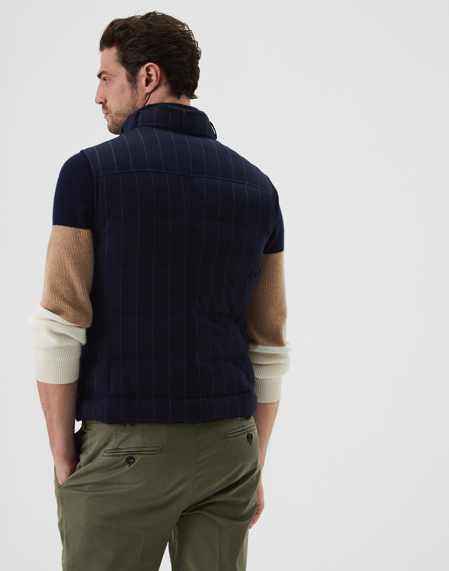 Down Sleeveless Jacket Navy Blue Man 1 - Brunello Cucinelli