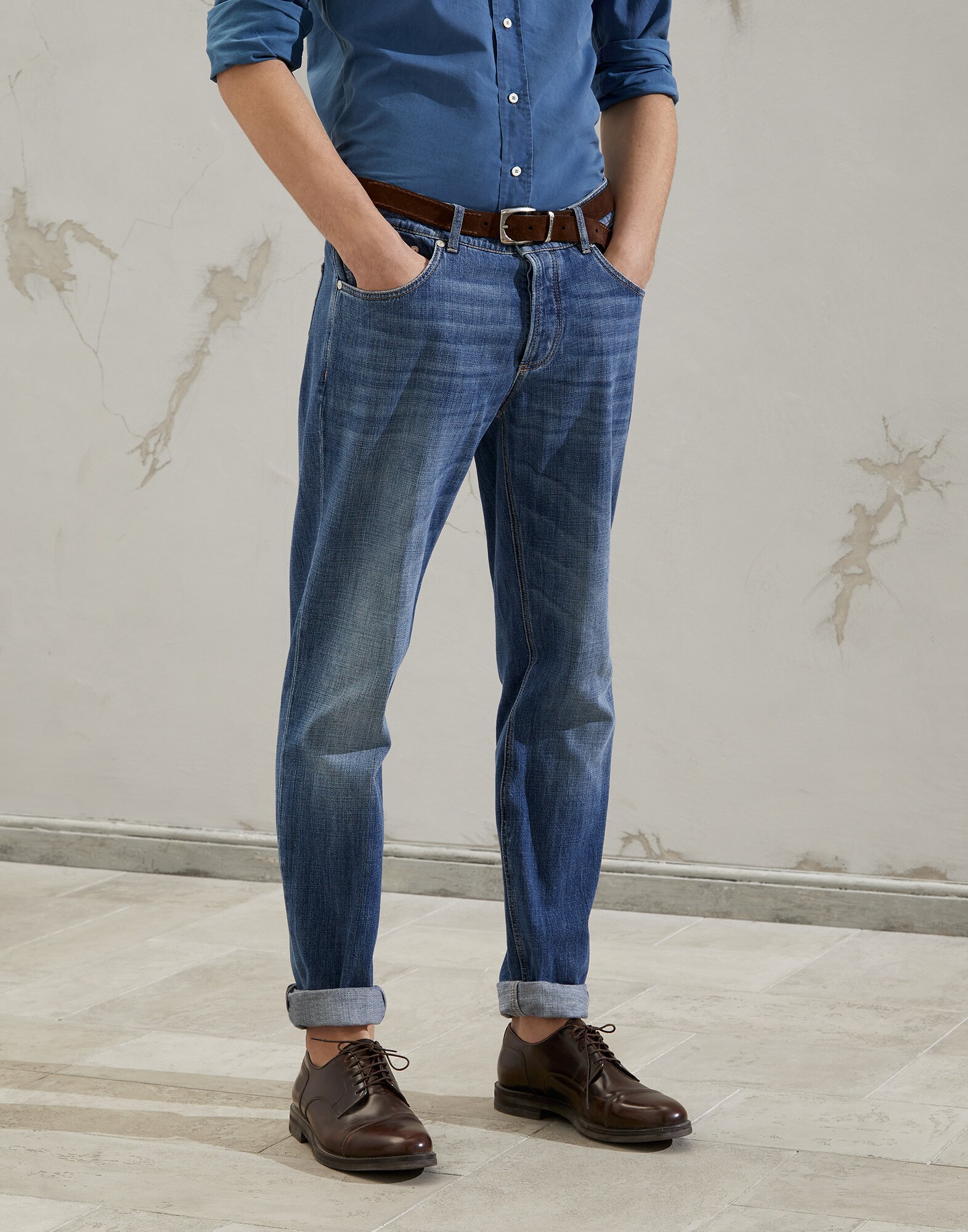 Lightweight denim trousers Medium Denim Man - Brunello Cucinelli