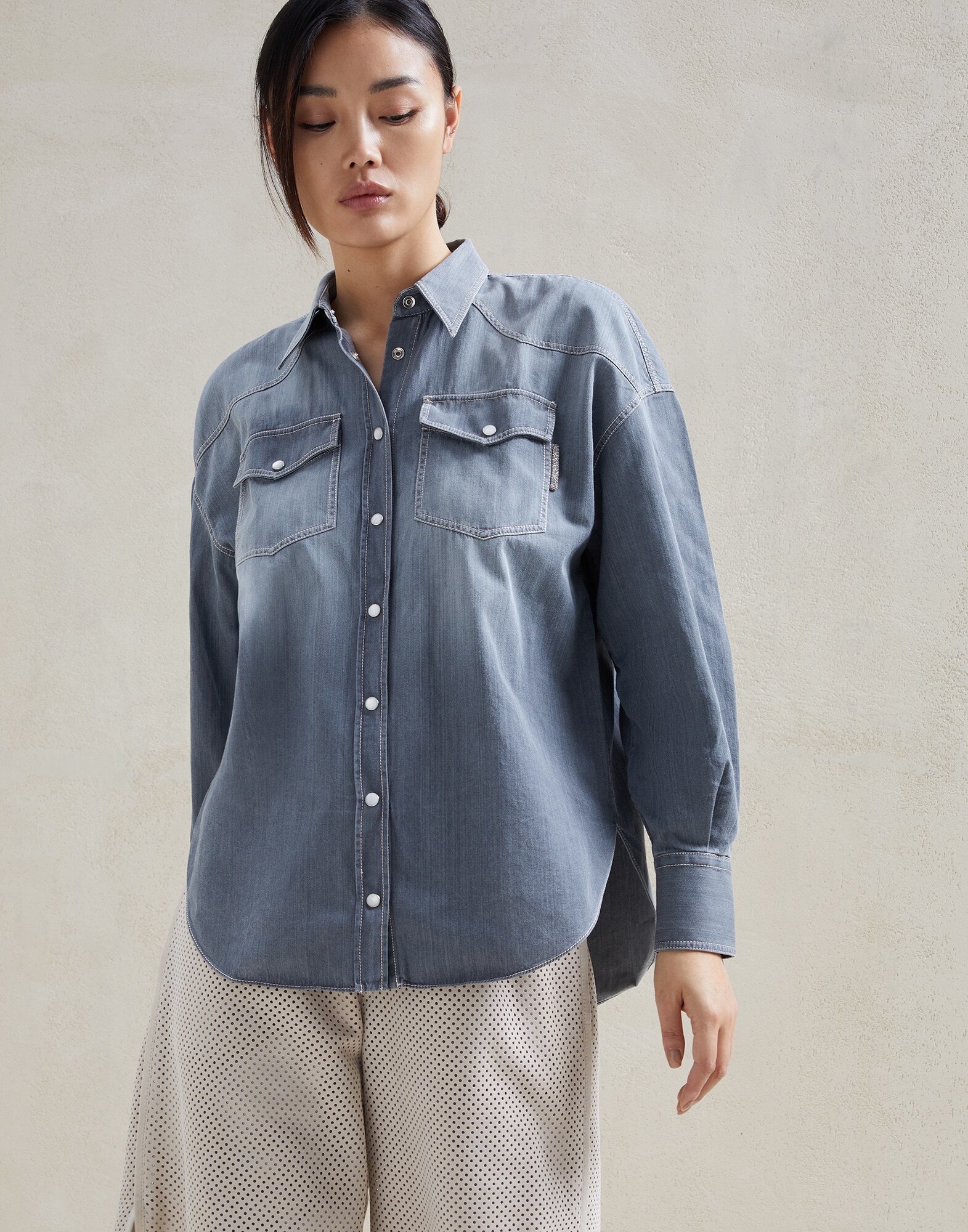 Denim shirt Medium Denim Woman - Brunello Cucinelli
