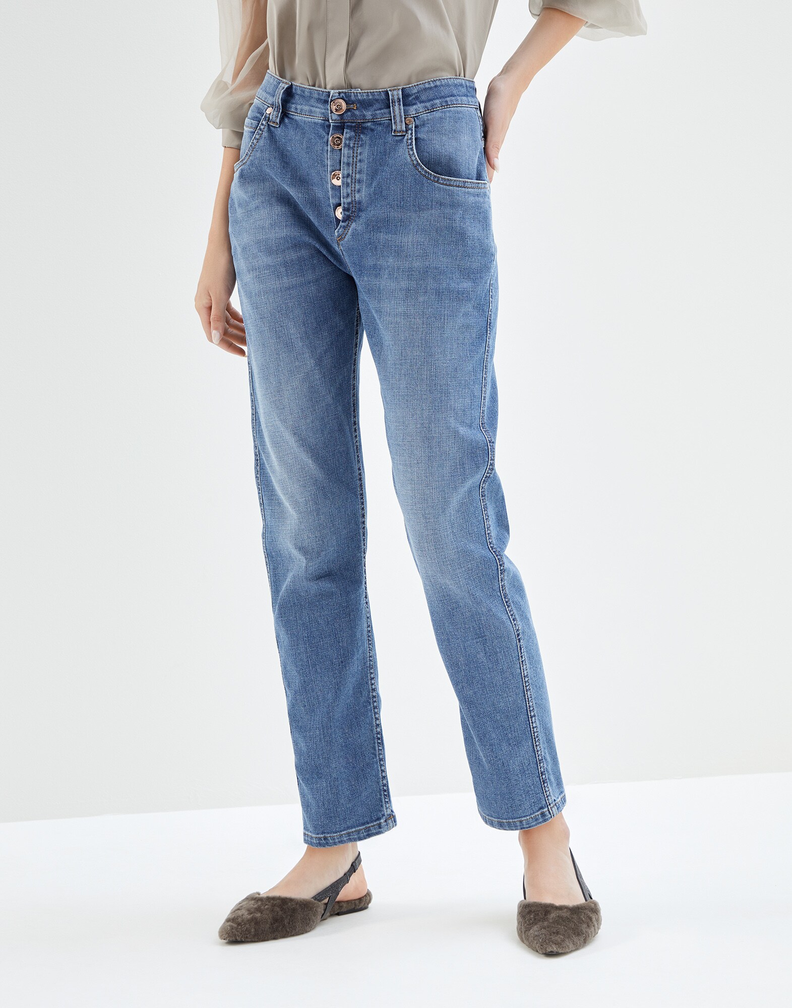 Brunello Cucinelli Denim Straight-Leg Jeans Rosé Damen Bekleidung Jeans Jeans mit gerader Passform 