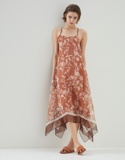 Платье из шелка Оранжевый Женщина - Brunello Cucinelli 