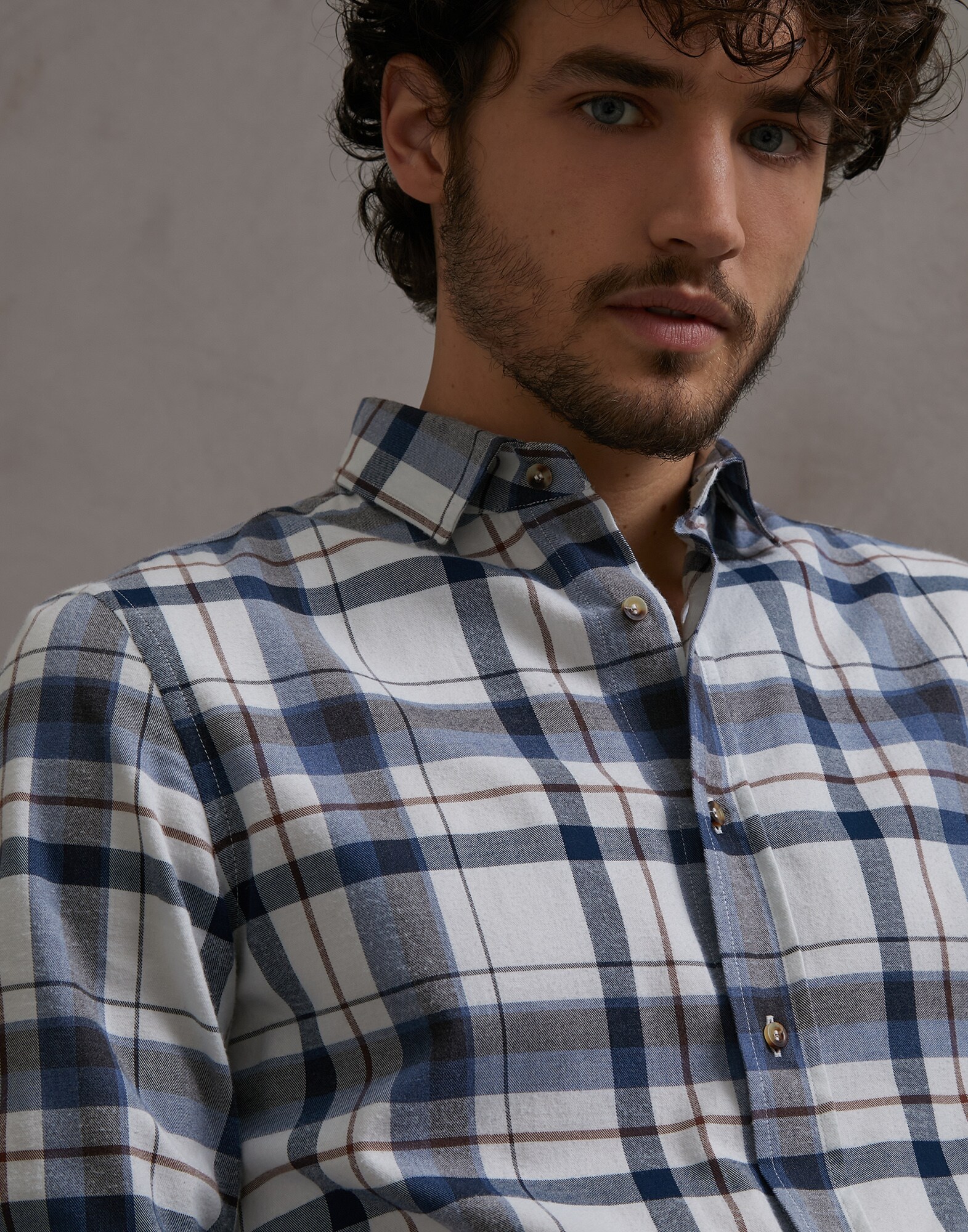 French Collar Shirt Azure Man 3 - Brunello Cucinelli