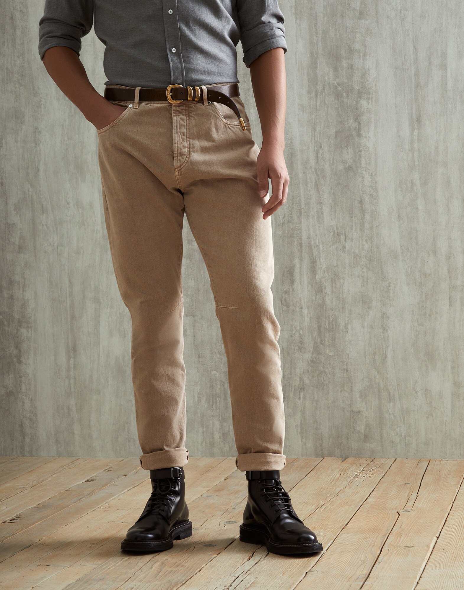 Five-Pocket-Hose in Leisure Fit Sandbeige Herren - Brunello Cucinelli