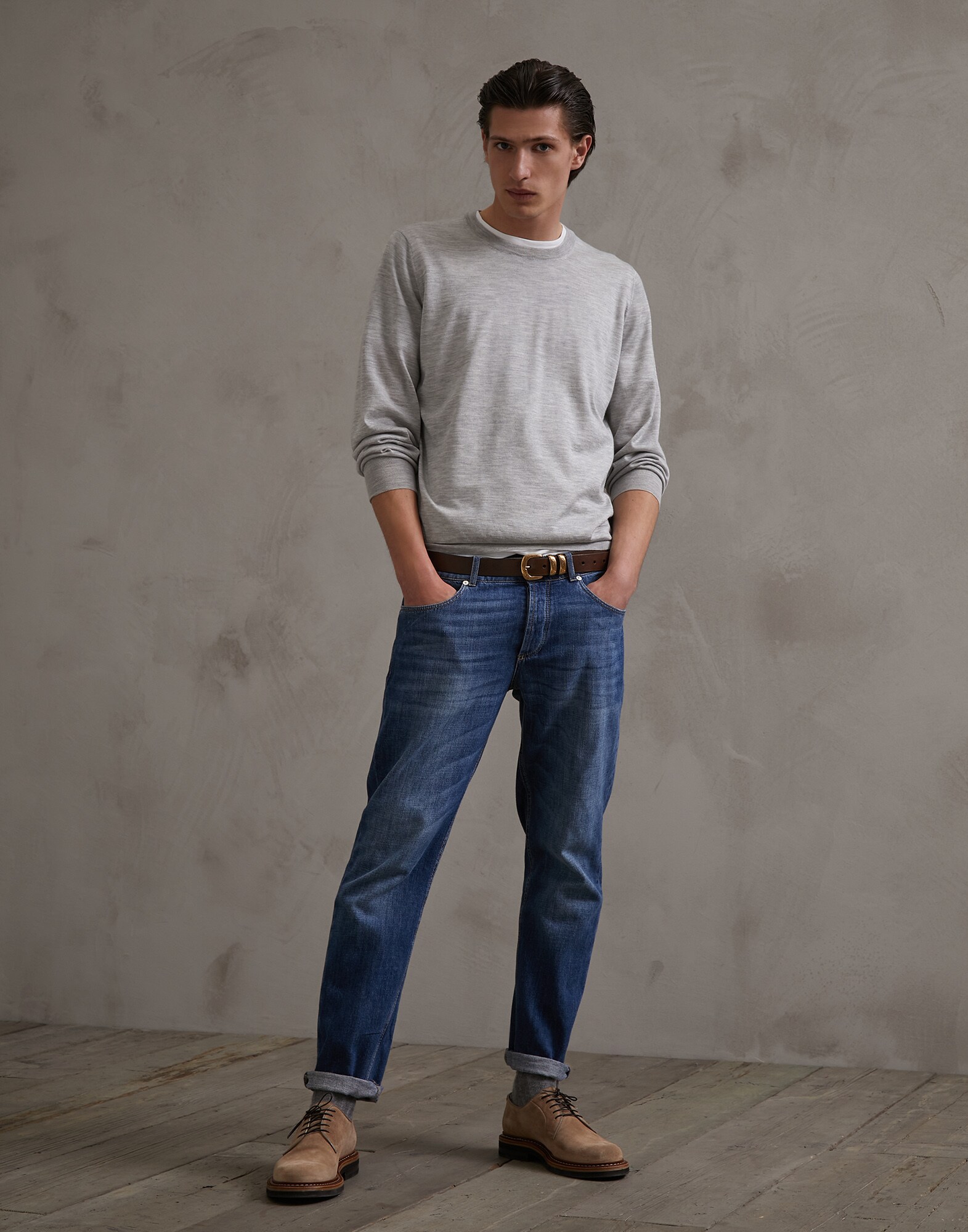 Crewneck Sweater Pebble Man 4 - Brunello Cucinelli