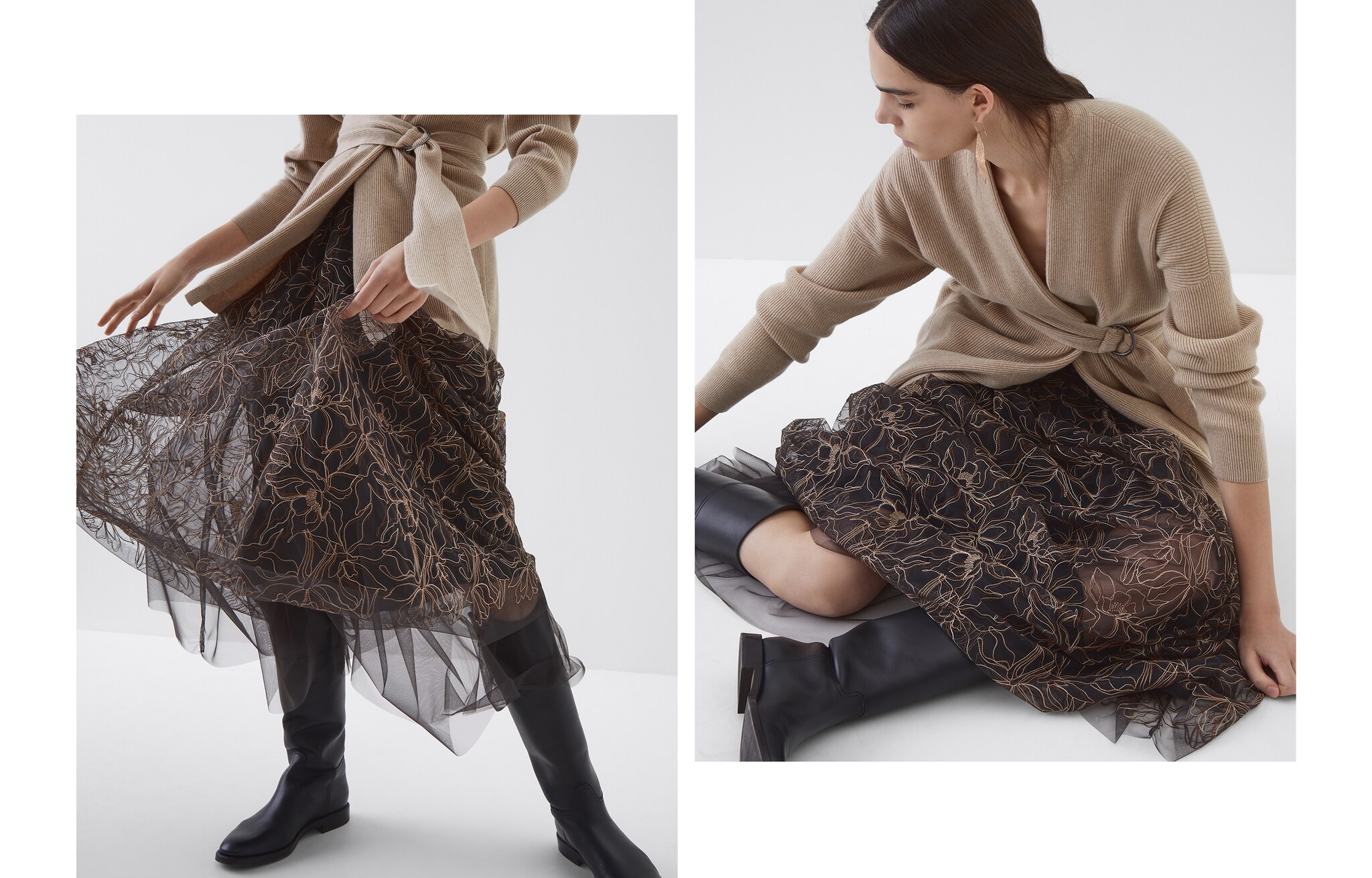 Midi Skirt Anthracite Woman 4 - Brunello Cucinelli