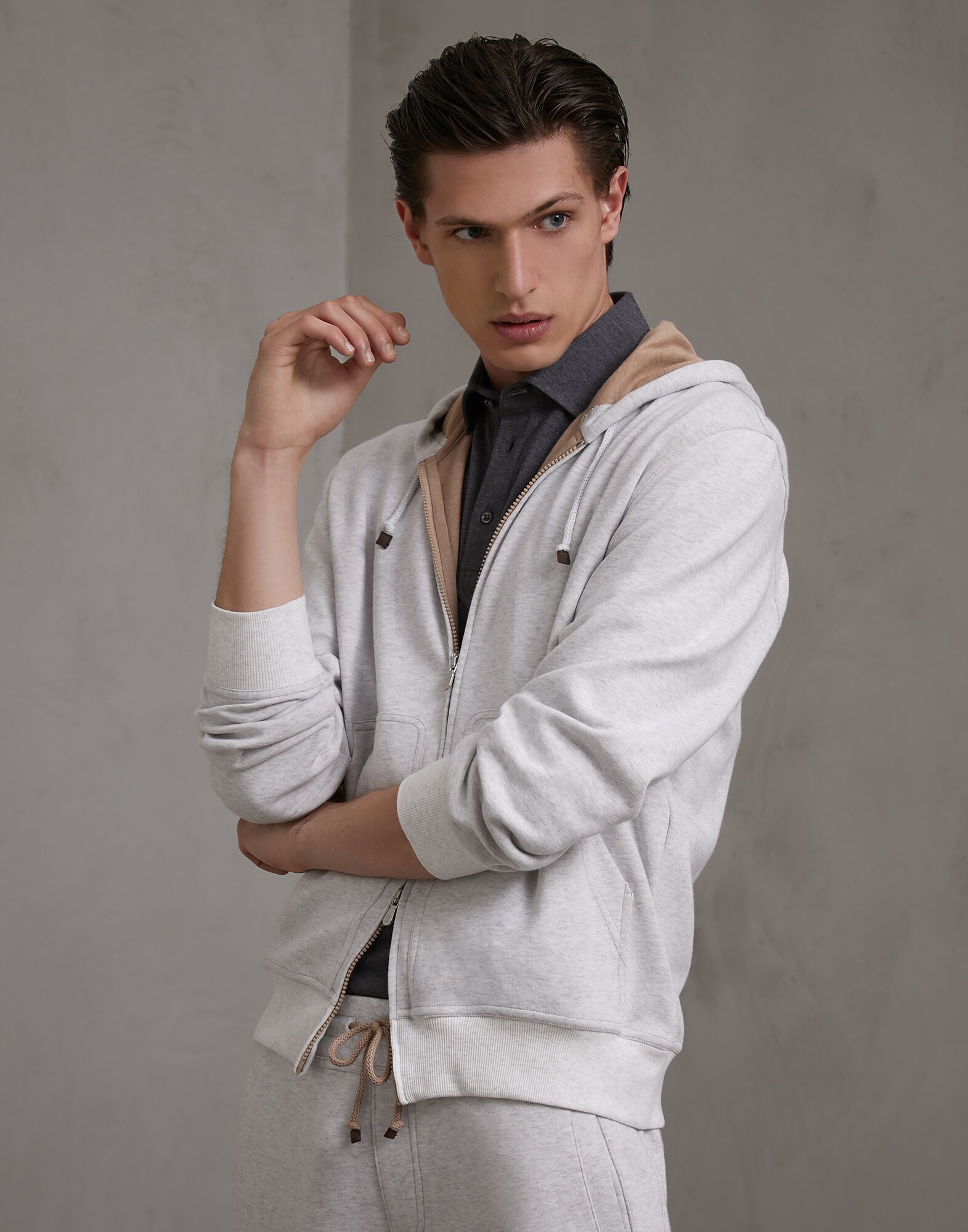 Felpa Grigio Perla Uomo 1 - Brunello Cucinelli